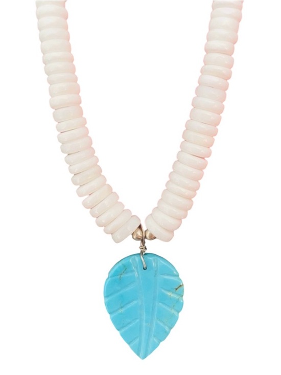 Southwestern Jewelry - Native American Shell Disc and Turquoise Necklace